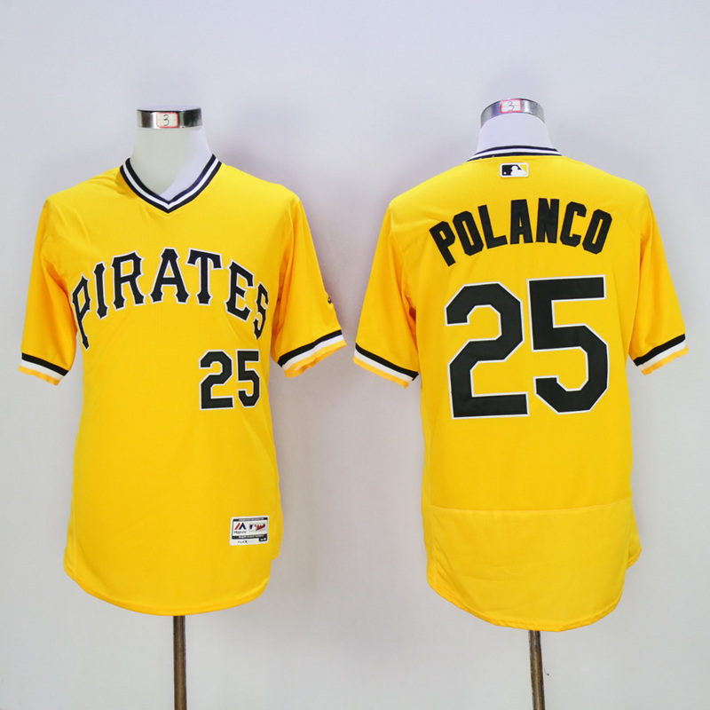 Men Pittsburgh Pirates #25 Polanco Yellow Elite MLB Jerseys